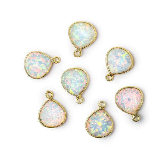9x9mm Vermeil Bezel Synthetic Opal faceted heart Pendant 1 piece