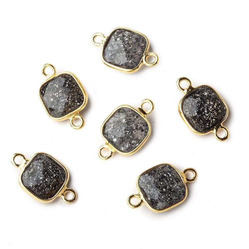 9x9mm Vermeil Bezeled Celestial Quartz faceted cushion Connector 1 focal bead