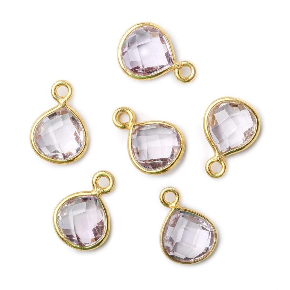 9x9mm Vermeil Bezeled Pink Amethyst Heart Pendant 1 piece