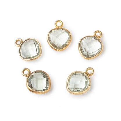 9x9mm Vermeil Bezeled Prasiolite Faceted Heart Pendant 1 Focal Piece