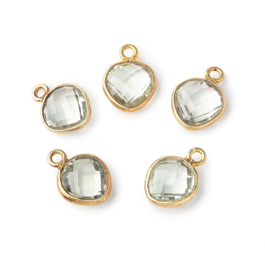 9x9mm Vermeil Bezeled Prasiolite Faceted Heart Pendant 1 Focal Piece