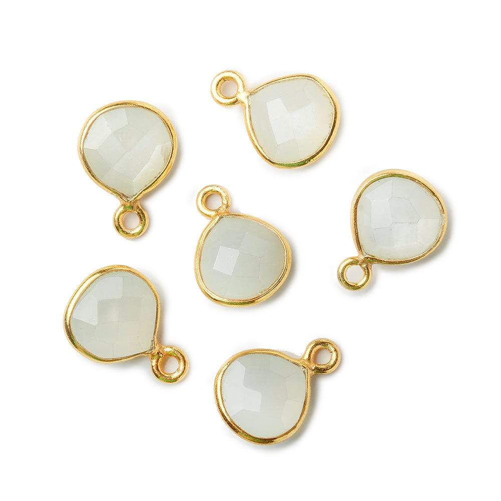 9x9mm Vermeil Bezeled White Moonstone Heart Pendant 1 piece