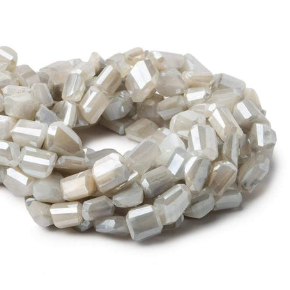 9x9-13x8mm Mystic White & Grey Moonstone faceted nuggets 12.5 inch 29 beads