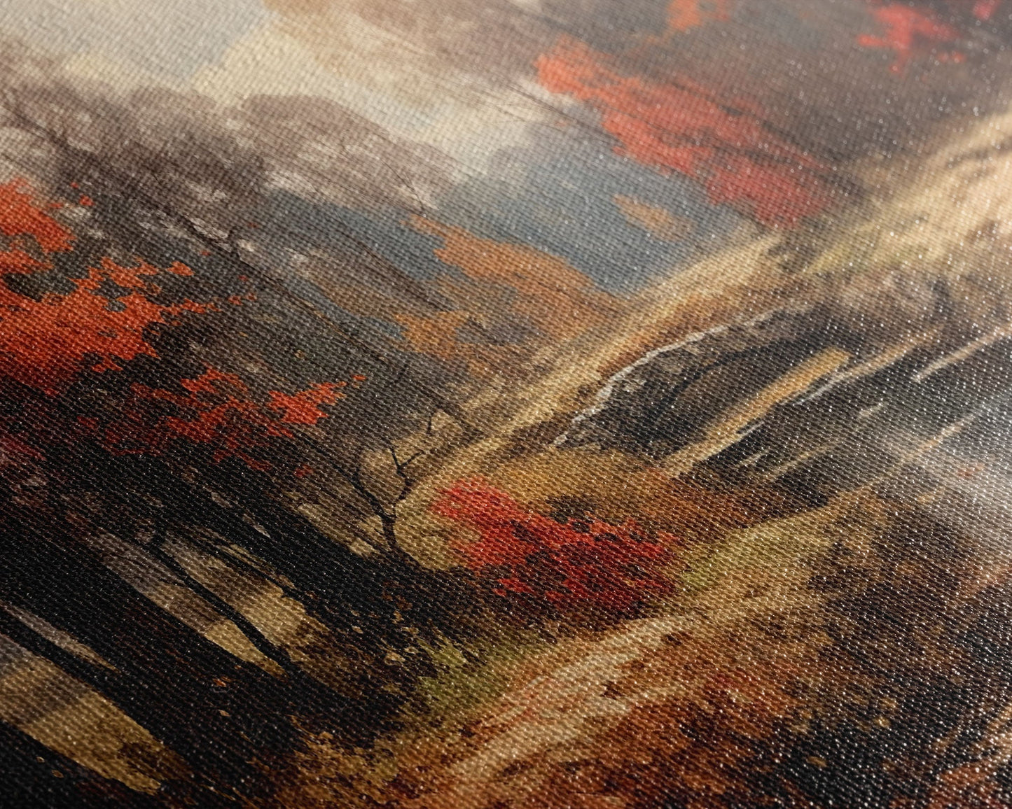 Fall Decor Framed Canvas Print | Trees With Falling Leaves | Fall Wedding Decor | Fall Home Decor | Fall Wall Decor | Rustic Fall Decor