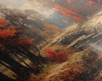 Fall Decor Framed Canvas Print | Trees With Falling Leaves | Fall Wedding Decor | Fall Home Decor | Fall Wall Decor | Rustic Fall Decor