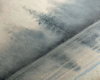 Panoramic Framed Canvas Print of Misty Fog Covered Lake and Pine Tree Forest, Perfect for Living Room, Bedroom, Fog Covered Lake