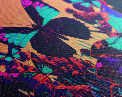 Beautiful butterfly art, vaporwave aesthetic pastel art, framed canvas print