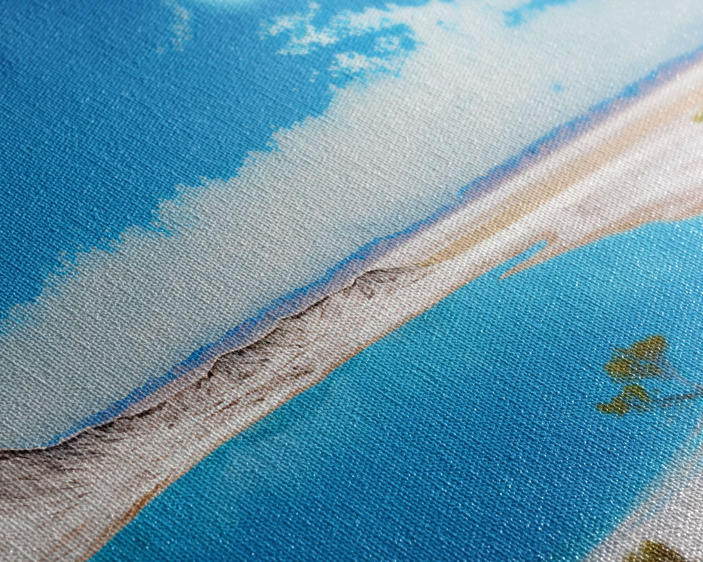 The Blue Lagoon, Tropical Wall Art, Beach Ocean Art, Framed Canvas Print, Colorful Beach House Decor, Above Sofa Art