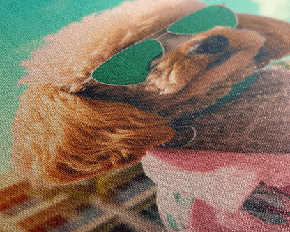 Poodle In Sunglasses Pink Shirt Wall Print, Dog Portrait, Dog Art Print, Dog Print, Framed Wall Art, Framed Canvas, Wall Print, Wall Canvas