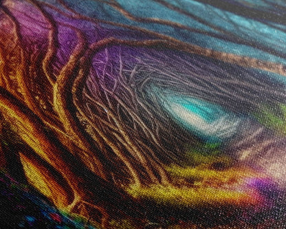 Secret Path, Fantasy Art, Pop Art Forest Landscape, Framed Canvas Print, Colorful Forest Painting, Living Room Art, Glowing Magical Forest