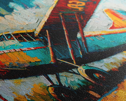 Aeroplane Art, Antique Airplane Painting Canvas Print, Framed Canvas Art, Above Sofa Art, Gift for RC Plane Pilot