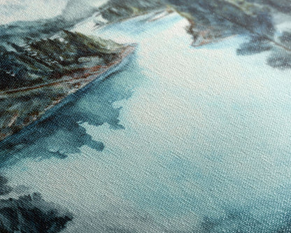 Blue Lake Art | Framed Canvas Print | Blue Lake Painting | Lake House Decor | Guest Room Landscape Painting | Crater Lake Painting