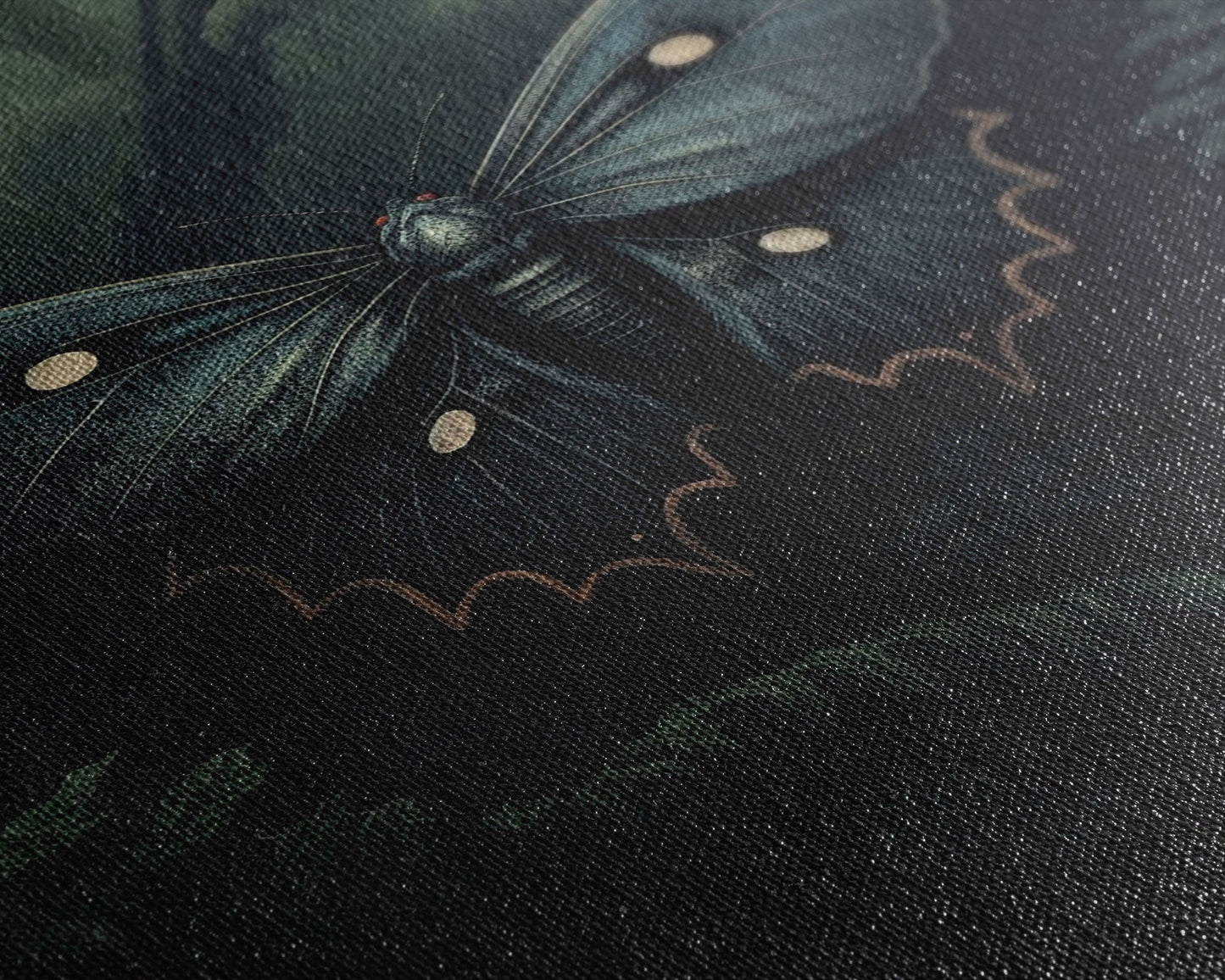 Butterfly In Woods, Butterfly Wall Decor, Dark Art, Green Wall Art, Insect Wall Decor, Wall Decor, Canvas Print, Wall Art, Framed Canvas