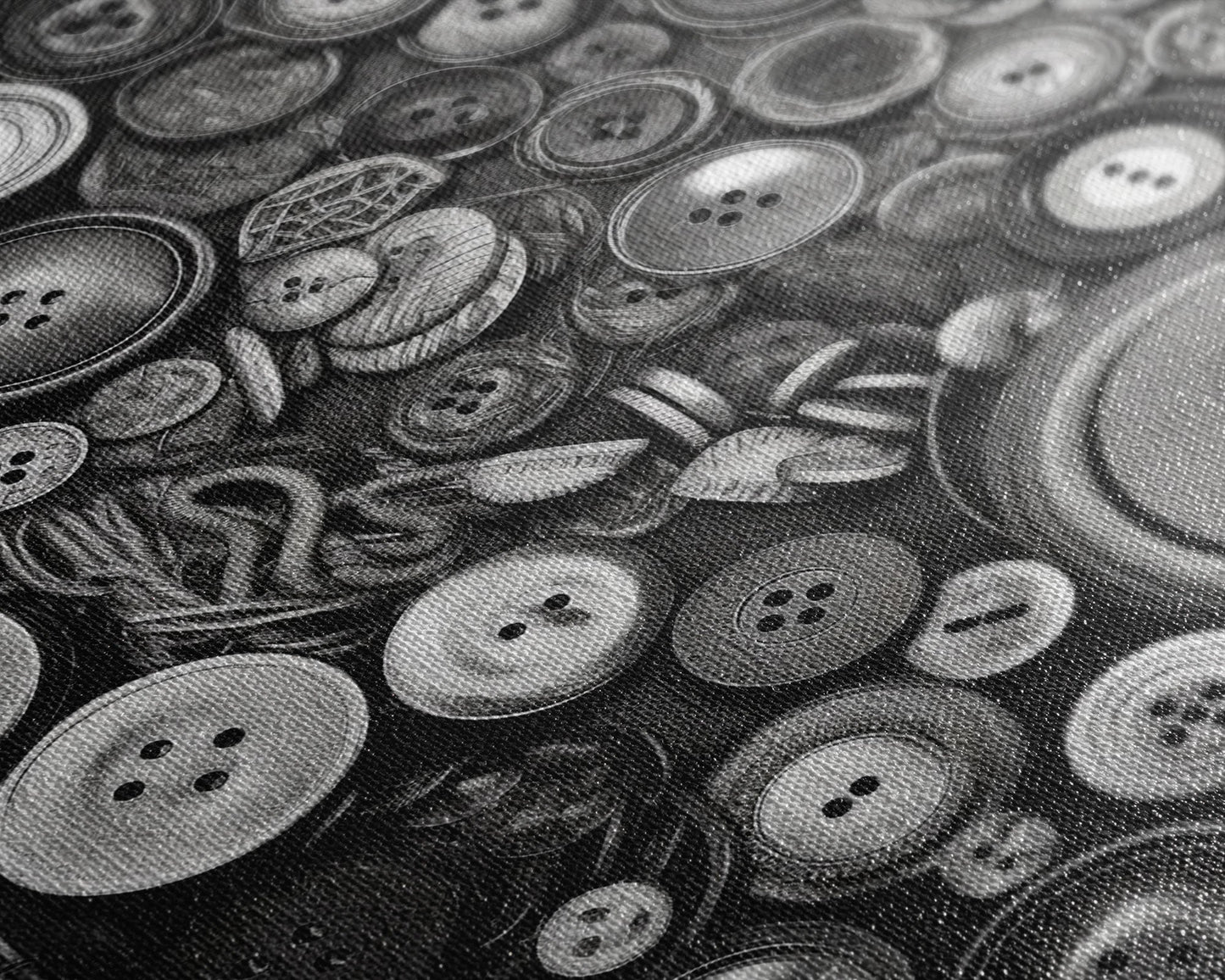 Buttons Wall Decor, Sewing Room, Craft Room, Black And White, Minimalist Print, Wall Decor, Canvas Print, Wall Art, Framed Canvas