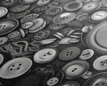 Buttons Wall Decor, Sewing Room, Craft Room, Black And White, Minimalist Print, Wall Decor, Canvas Print, Wall Art, Framed Canvas