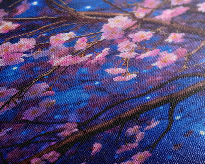 Cherry Blossom Art, Pink Flowers, Japanese Art, Sakura, Canvas Print, Wall Art, Vertical Art, Gift For Boss, Preppy Room Decor, Office Print