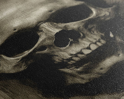 Charcoal Drawing, Gothic Art Print, Human Skull Decor, Canvas Print, Wall Art, Vertical Art, Entryway Prints, Wall Hanging, Birthday Gift