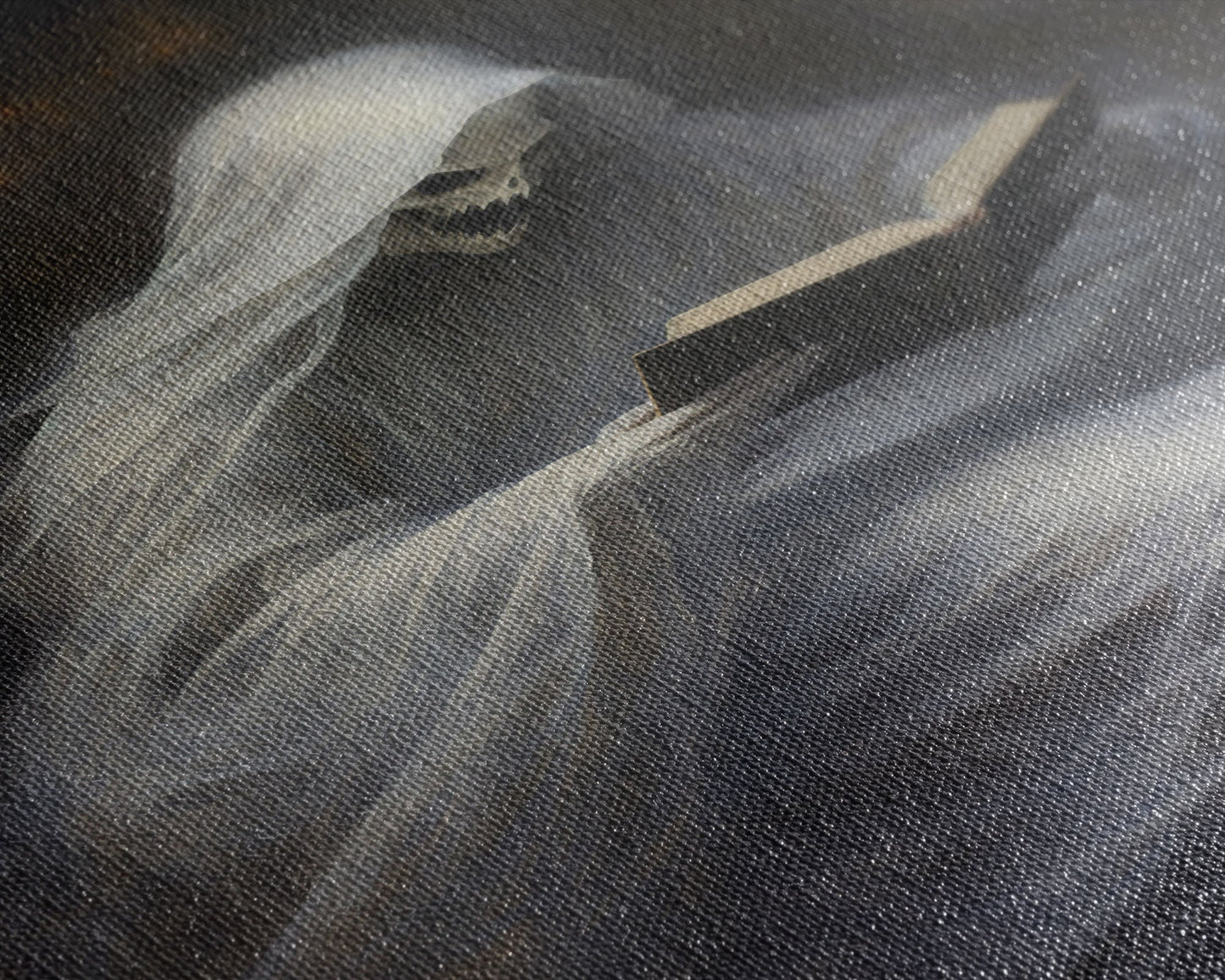 He's really into that book man, why is that ghost reading? Spooky Victorian Halloween Oil Painting Canvas Print, Halloween Decorations