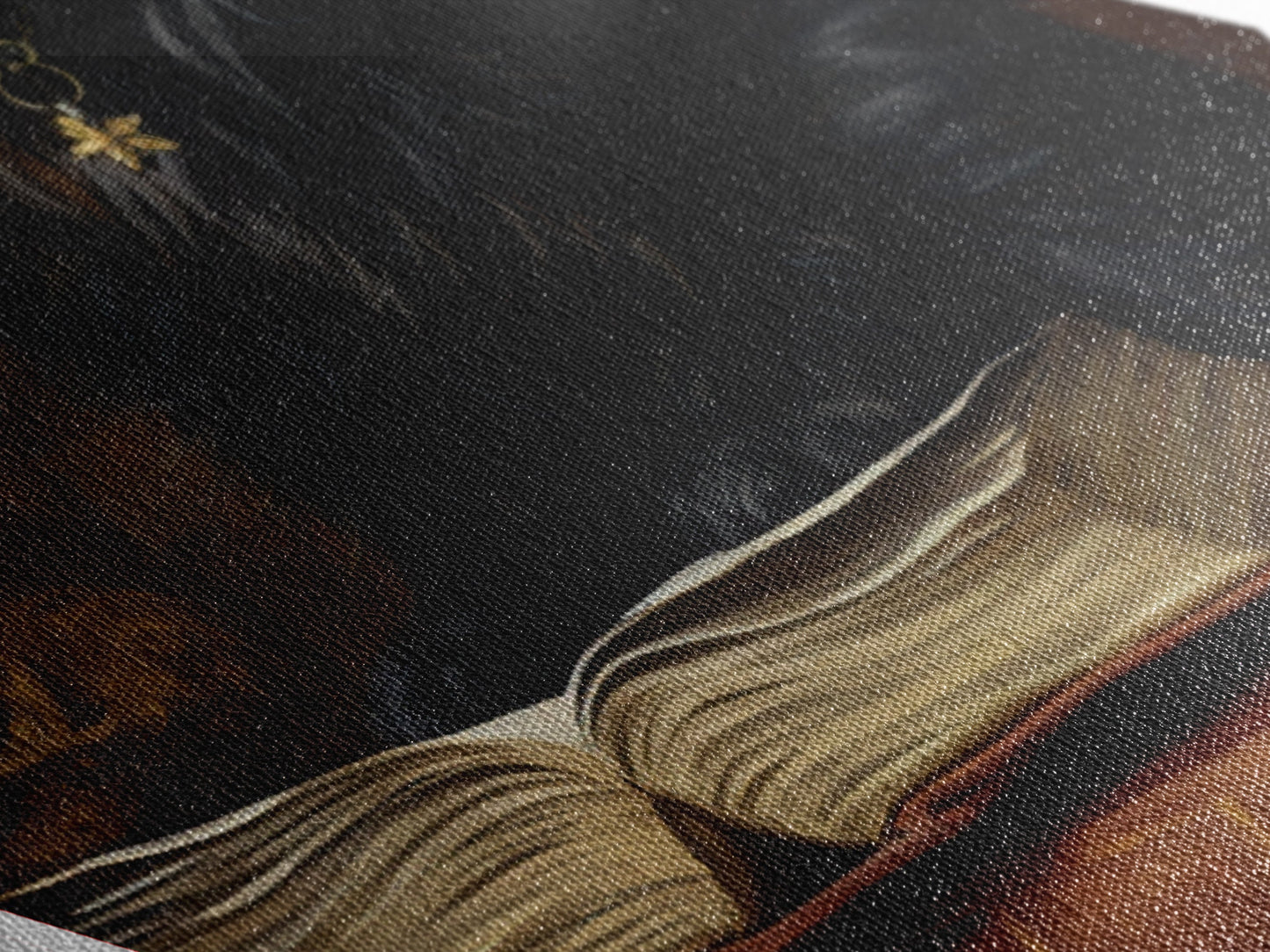 Black Cat with Spellbook and Antique Library Canvas Art Print, Dark Academia Diamond Shaped Art for Halloween Gothic Witch Decor