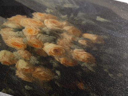 Grim Reaper, Flower Deliveryman, Gothic Halloween Decor, Canvas Textured Print, Scary Horror Art, Goth Decor, Oil Painting, Dark Academia