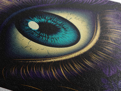 Blue Eye Abstract Close up Painting Print, Dark Academia Wall Art, Spooky Home Decor