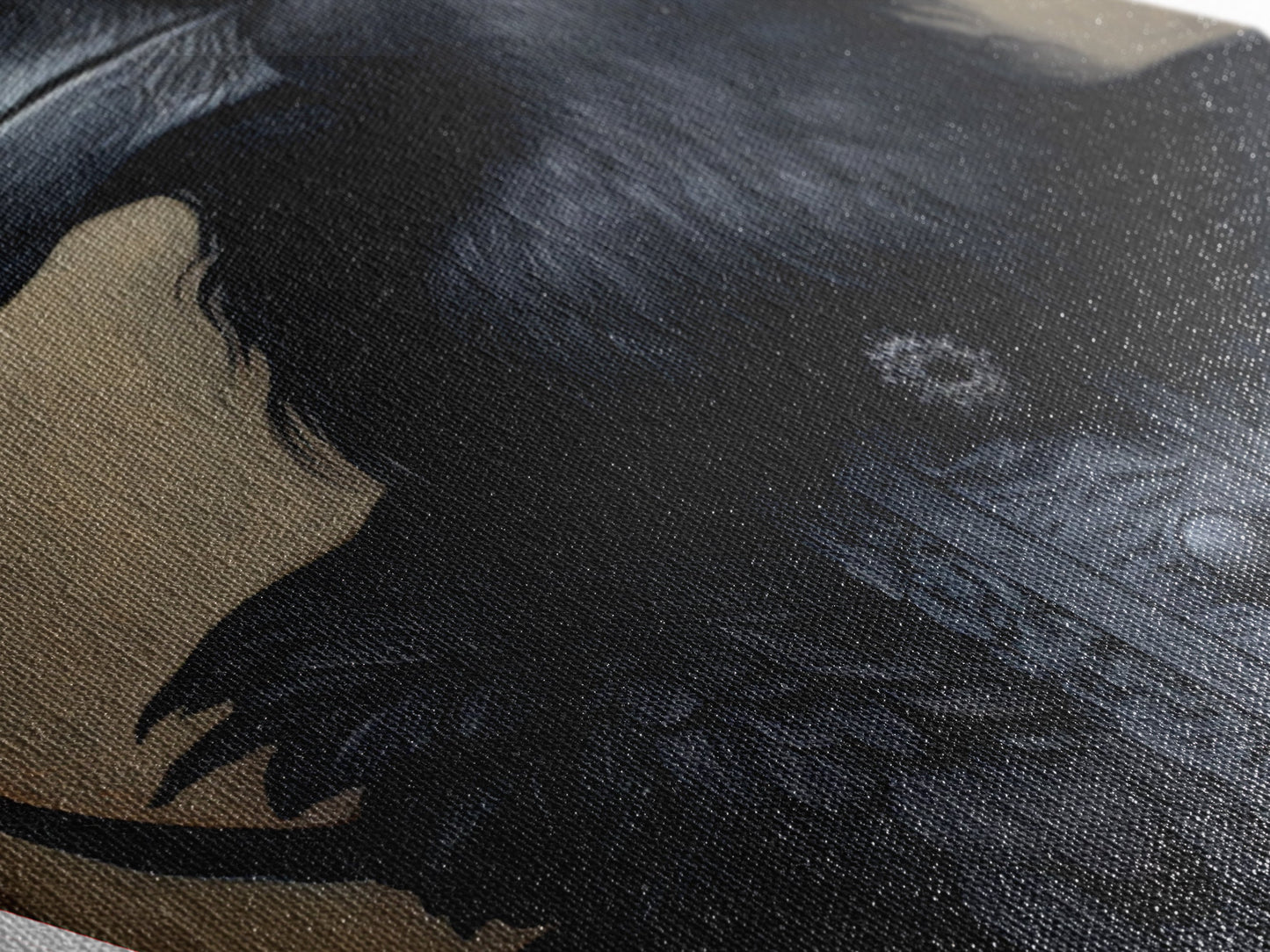 Baroque Raven in Charcoal Black Brocade Diamond Shaped Art Canvas Embossed Print Halloween Gothic Decor Dark Academia Style