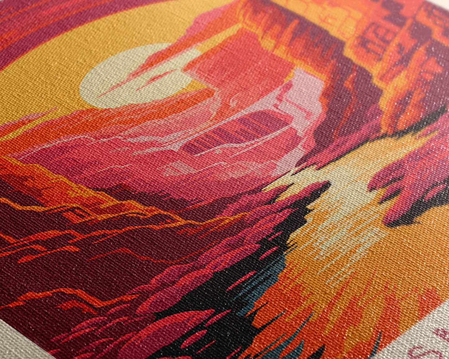 Carlsbad Caverns National Park New Mexico Travel Art, National Park Print, Minimalist Travel Art, Midcentury Modern Style Landscape Painting