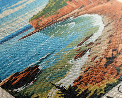 Acadia National Park Maine Travel Art, National Park Print, Minimalist Travel Art, Midcentury Modern Style Landscape Painting