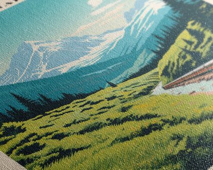 Glacier National Park Montana Travel Art, National Park Print, Minimalist Travel Art, Midcentury Modern Style Landscape Painting