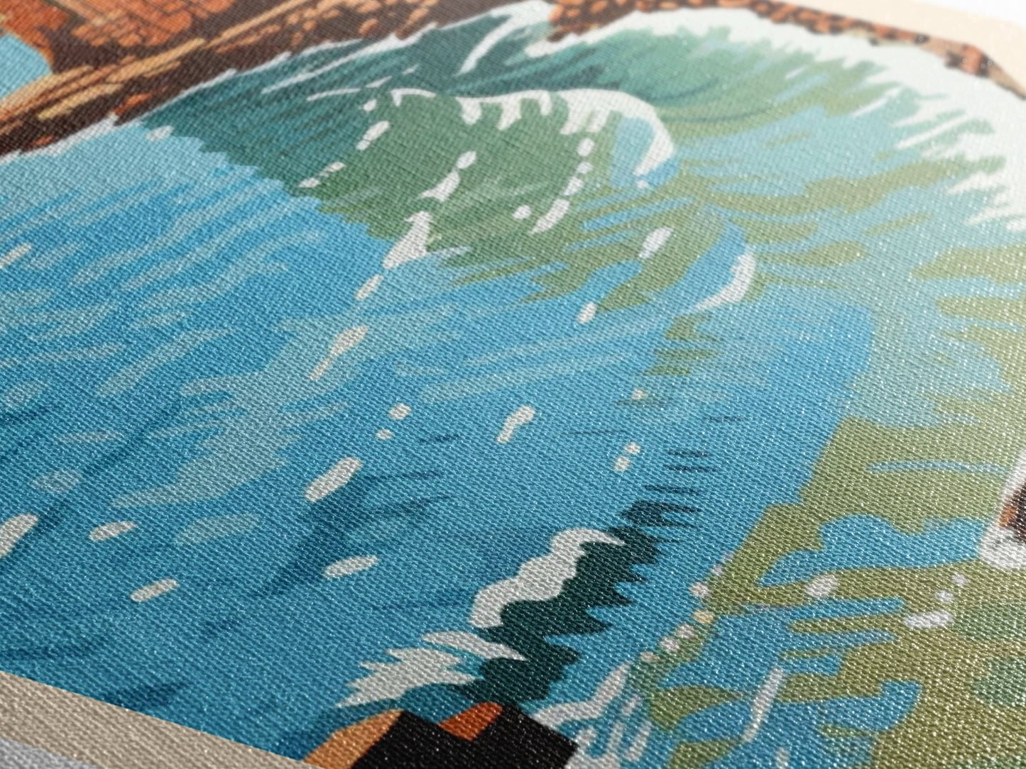 Acadia National Park Diamond Shaped Travel Poster Canvas Art Print, Canvas Wall Art, Travel Gift, Maine Travel Art