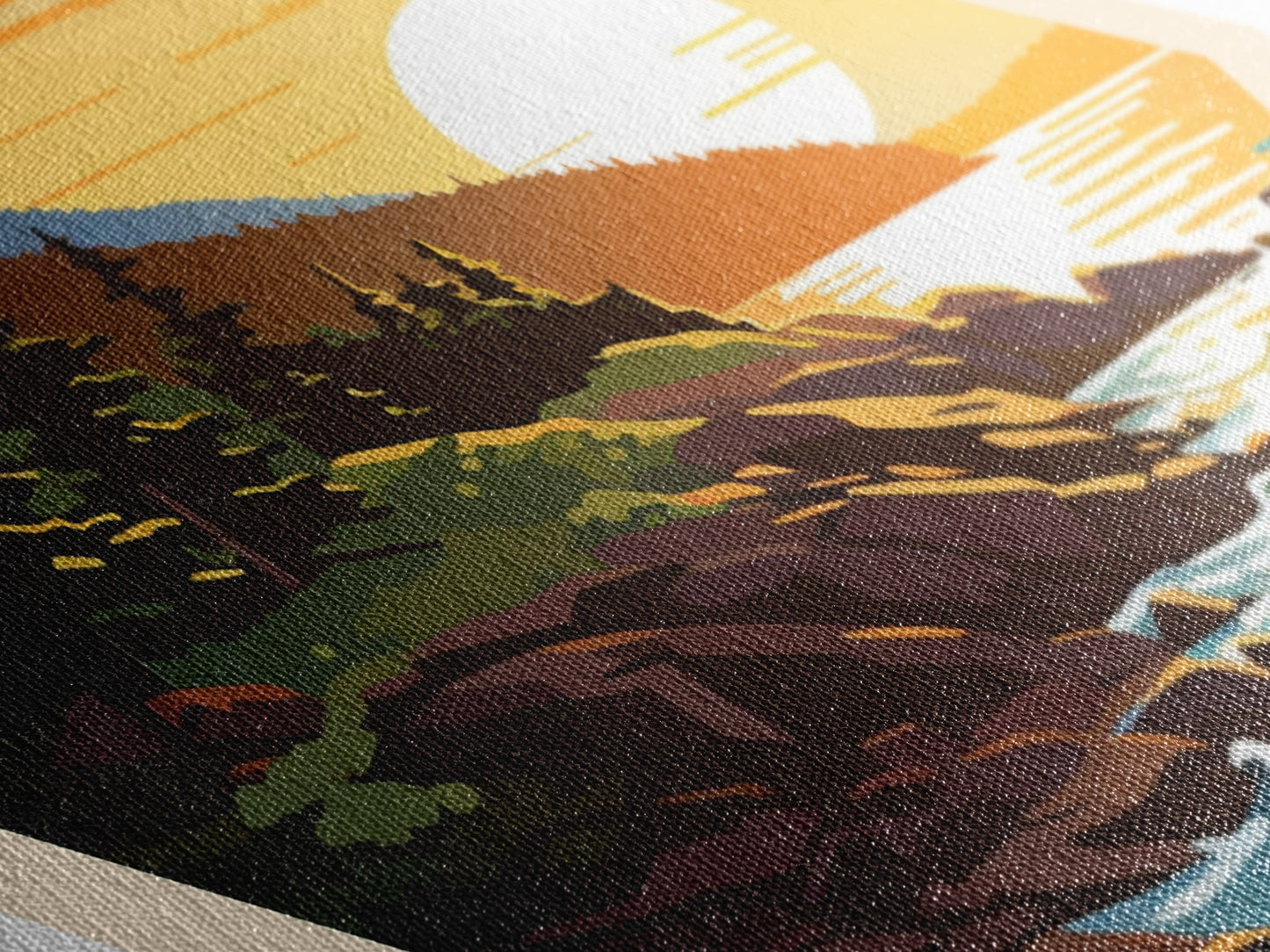 Acadia National Park Diamond Shaped Travel Poster Wall Art Art Print, Canvas Wall Art, Travel Gift, Maine Travel Art