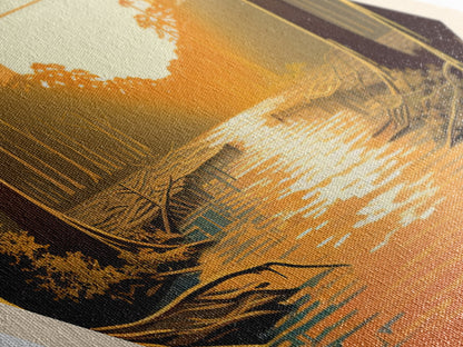 Retro Congaree National Park Travel Poster Canvas Texture Print, Travel Decor Art, Midcentury Modern Decor South Carolina Travel Art