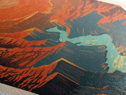 Retro-Reiseposter Grand Canyon Nationalpark, Leinwanddruck mit Struktur, Reisedeko-Kunst, Midcentury-Modern-Deko, Arizona-Reisekunst