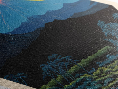 Retro Hawai'i Volcanoes National Park Travel Poster Canvas Texture Print, Travel Decor Art, Midcentury Modern Decor Hawaii Travel Art