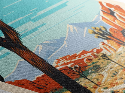 Retro-Reiseposter „Joshua Tree Nationalpark“ auf Leinwand, Reisedeko-Kunst, Midcentury-Modern-Deko, Kalifornien-Reisekunst