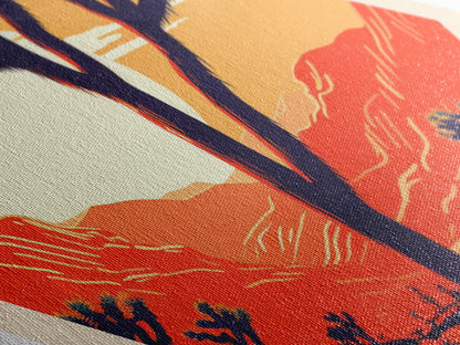 Retro Joshua Tree National Park Travel Print Wall Artwork Texture Print, Travel Decor Art, Midcentury Modern Decor California Travel Art