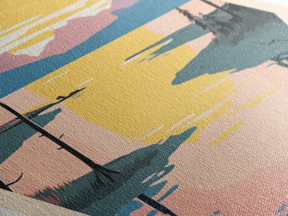 Lake Clark National Park Diamond Shaped Travel Poster Canvas Art Print, Canvas Wall Art, Travel Gift, Alaska Travel Art