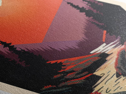 Retro Olympic National Park Adventure Poster Wall Art Texture Print, Travel Decor Artwork, Midcentury Modern Decor Washington Travel Art