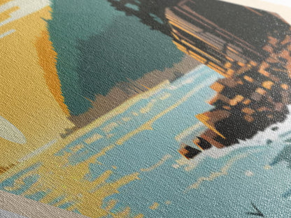 Acadia National Park Diamond Shaped Travel Poster Art Canvas Art Print, Canvas Wall Art, Travel Gift, Maine Travel Art