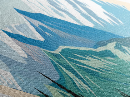 Denali National Park Travel Poster Art Canvas Texture Print, Travel Decor Art, Midcentury Modern Retro Decor Alaska Travel Art