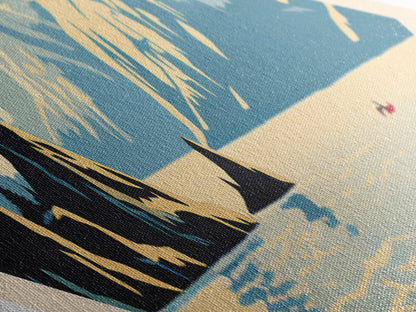 Retro Kenai Fjords National Park Travel Poster Art Canvas Texture Print, Travel Decor Art, Midcentury Modern Decor Alaska Travel Art