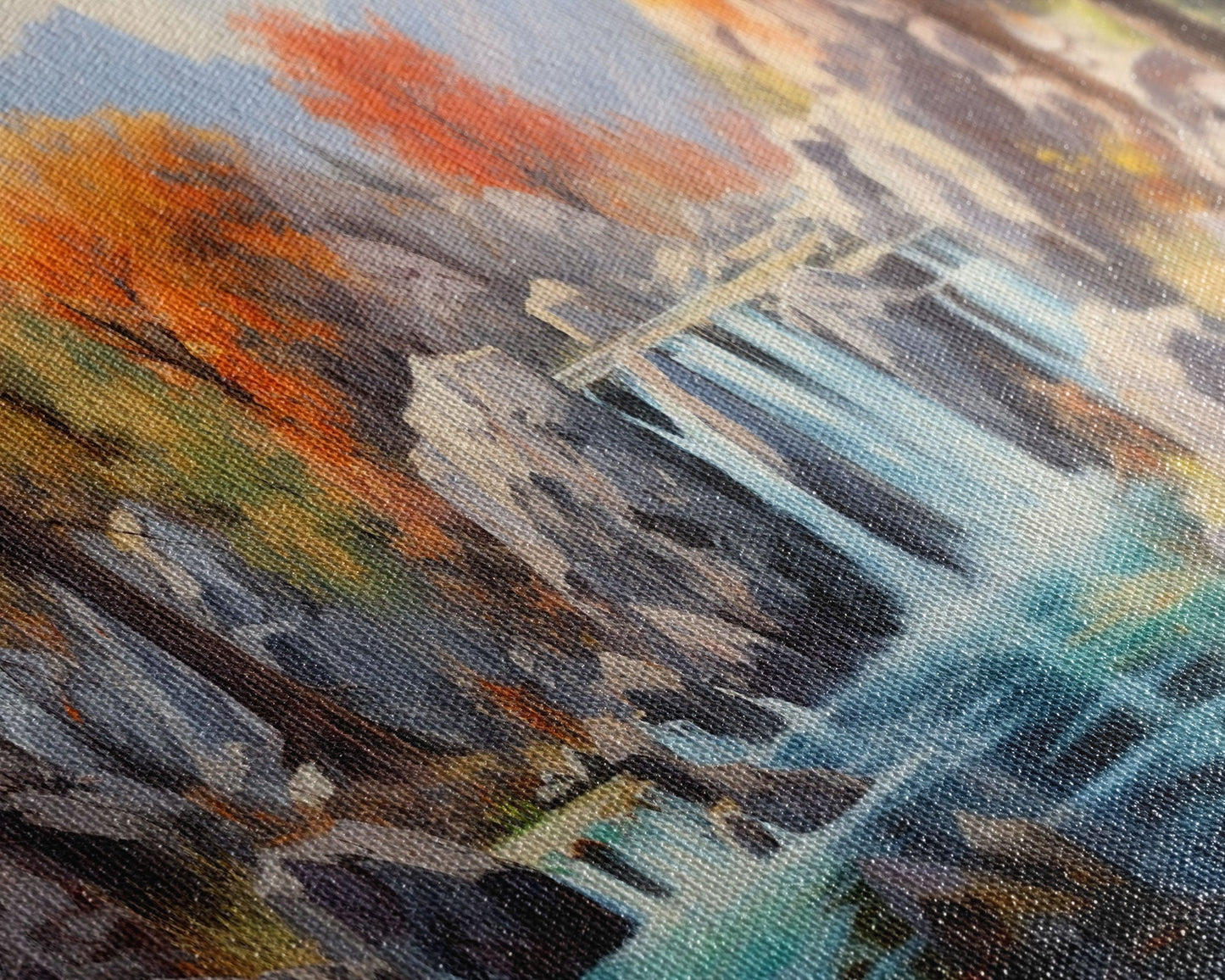 Beautiful Fall Centerpiece Wall Art, Framed Canvas Print, Autumn Landscape Watercolor Painting, Minimalist Boho Style Wall Art, Minimalist