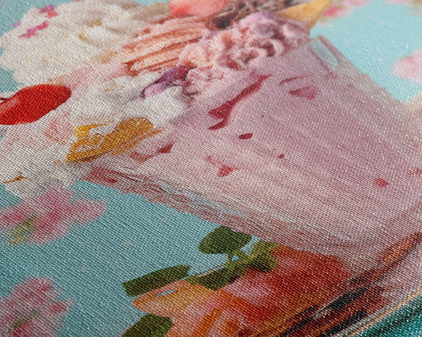 A Strawberry Sunday, Ice Cream Art, Framed Canvas Print, Ice Cream Parlor Decor, Icecream Shop Wall Art, MCM Style Decor, Kitchen decor