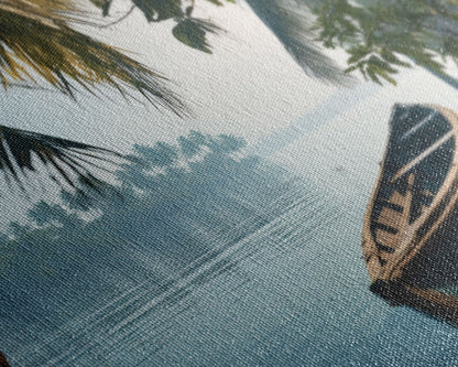 An Abandoned Canoe In The Florida Everglades - Florida Art - Framed Canvas Print - Liminal Spaces - Cool Wall Art - Eclectic Decor