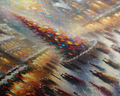 Retro Style Christmas Canvas Print | Framed Canvas Print | Christmas Village | Winter Wonderland | Impasto Style Painting | Seasonal Decor