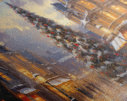 Christmas Tree In The Town Square - Winter Wonderland Canvas Print - Christmas Village - Christmas Decor - Winter Centerpiece