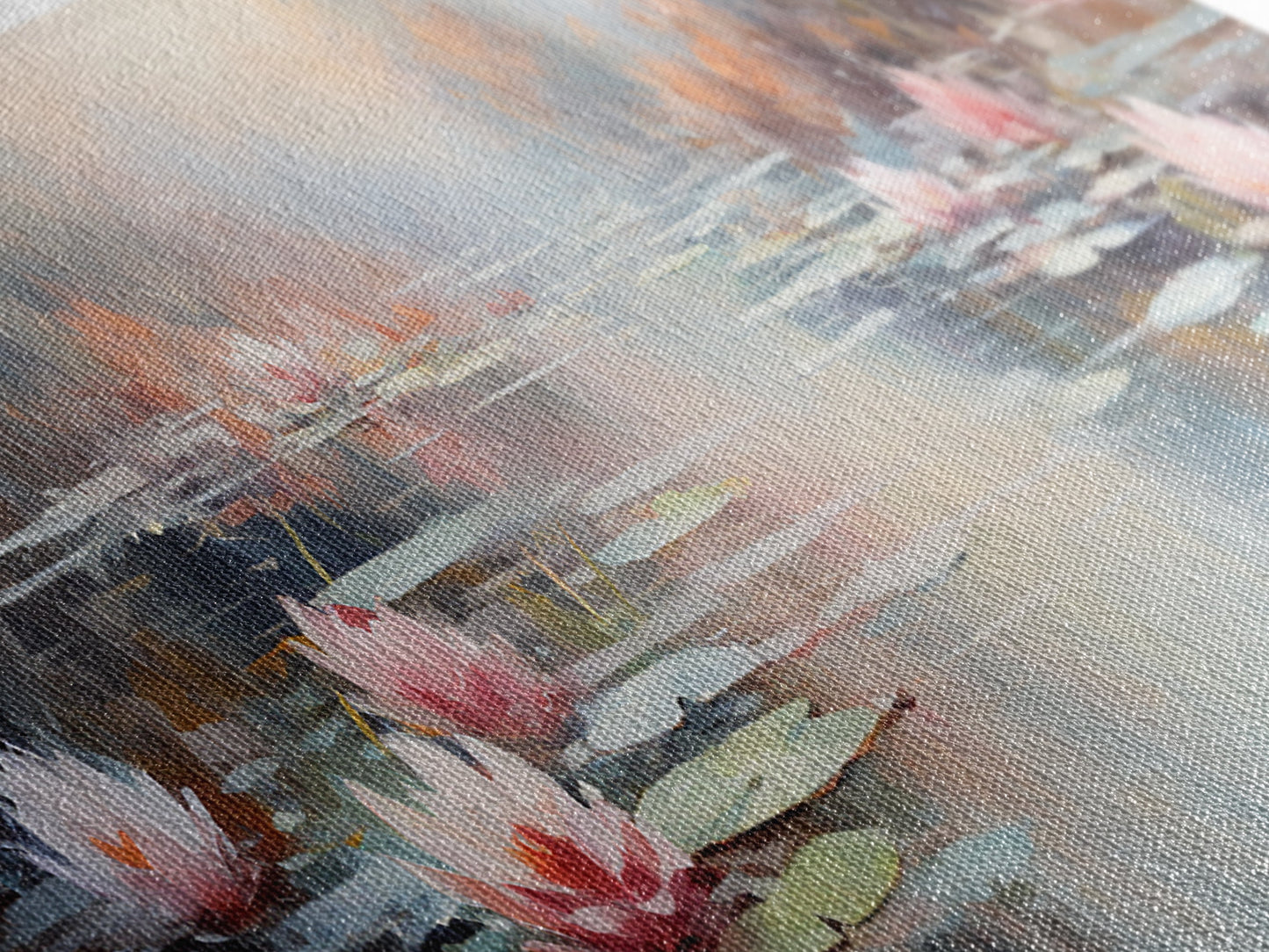 White Water Lilies Fantasy Decor, Framed Canvas Print, Ready To Hang, Floral Wall Art, Home Decor, Springtime Art, Farmhouse Art