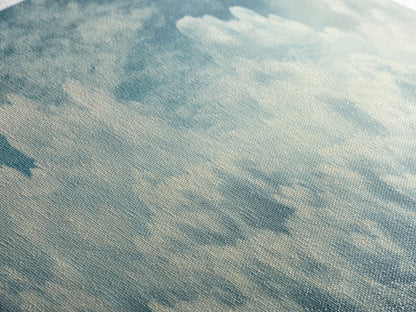 Panoramic Framed Canvas Wall Art Set Pastel Cloud Blue Sky Nature Landscape Prints Minimalist Modern Art Nature Wall Decor Framed Canvas