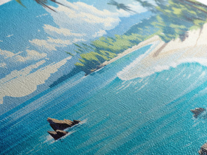 The Beach - Tropical Painting Framed Canvas Print - Hawaii Art - Tropical Decor - Above Sofa Wall Art - Wall Hanging