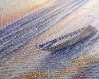 Abandoned Canoe On The Beach, Framed Canvas Print, Nautical Decor, Christmas Outdoor Decor, Christmas Prints Wall Art